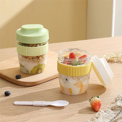Breakfast Cup Oat Cup Nut Yogurt Salad Cup Container Set Sealed Portable Fitness School Lunch Box Food Storage Cup Bento Box New