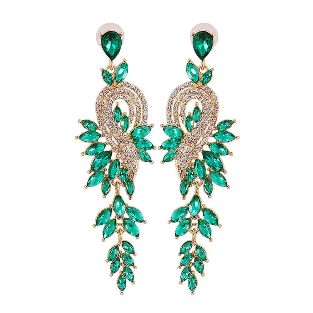 1 Pair Geometric Faux Crystal Dangle Earrings - Elegant Long Drop Earrings for Weddings