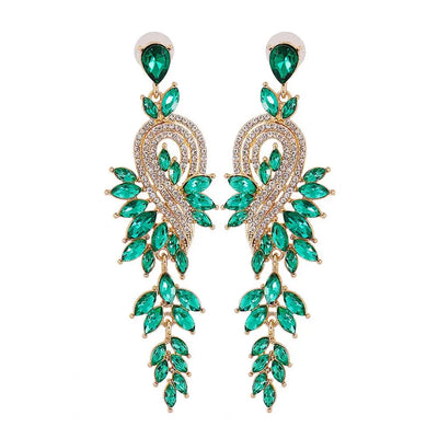 1 Pair Geometric Faux Crystal Dangle Earrings - Elegant Long Drop Earrings for Weddings