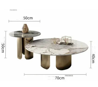 Light Luxury Italian Coffee Tables for Living Room Small Round Rock Slab Designer Table Minimalist Smooth Side Table for Office