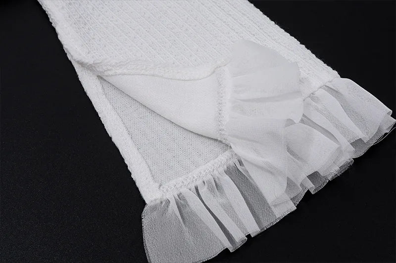 Hot Sale Women's Dress Sets for 2024 Autumn featuring Sexy V-Neck Knitted Cardigan and Sweet Lotus Leaf Hem Shorts
