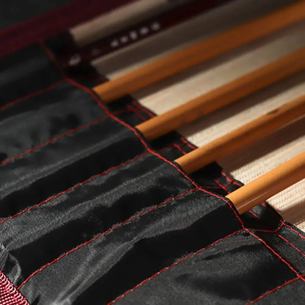 Bamboo Painting Brushes Holder High Quality Large Capacity Chinese Style Calligraphy Pen Curtain Pen Case Art Supplies