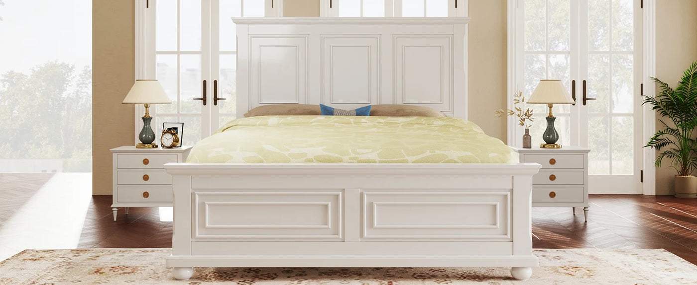Traditional Town and Country Style Pinewood Vintage King Bed Frame,