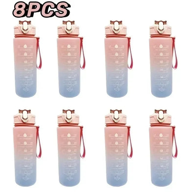 900ml Leakproof Water Bottles with Times To Drink and Straw Motivational Drinking Sports Water Bottle for Fitnes Gym Outdoor