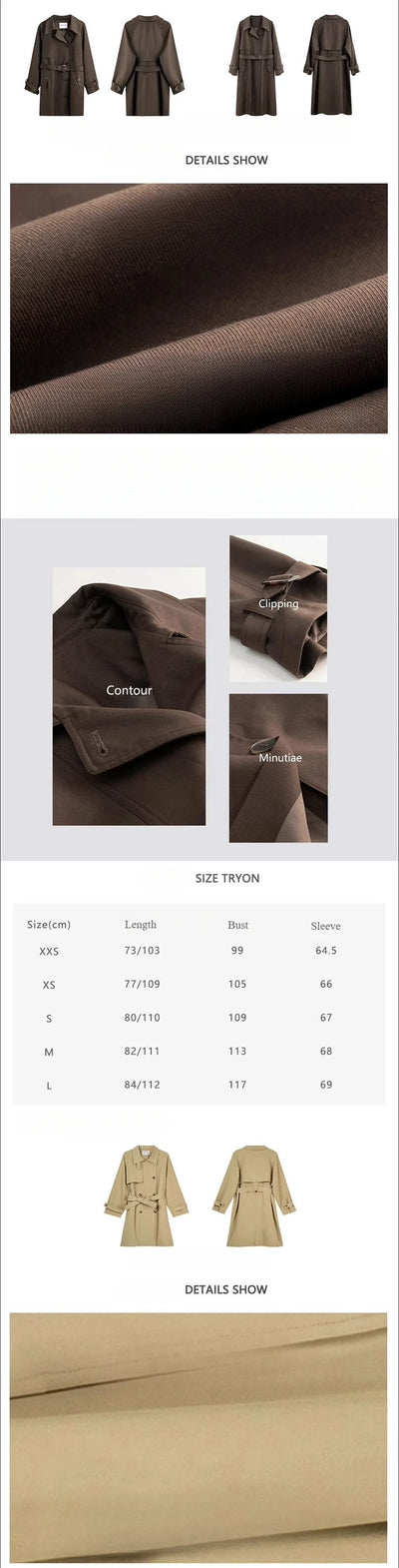 Women Spring Fall Short Trench Coat Korean Style Loose Fit Casual Khaki Jacket Petite-Friendly Versatile and Stylish Outerwear