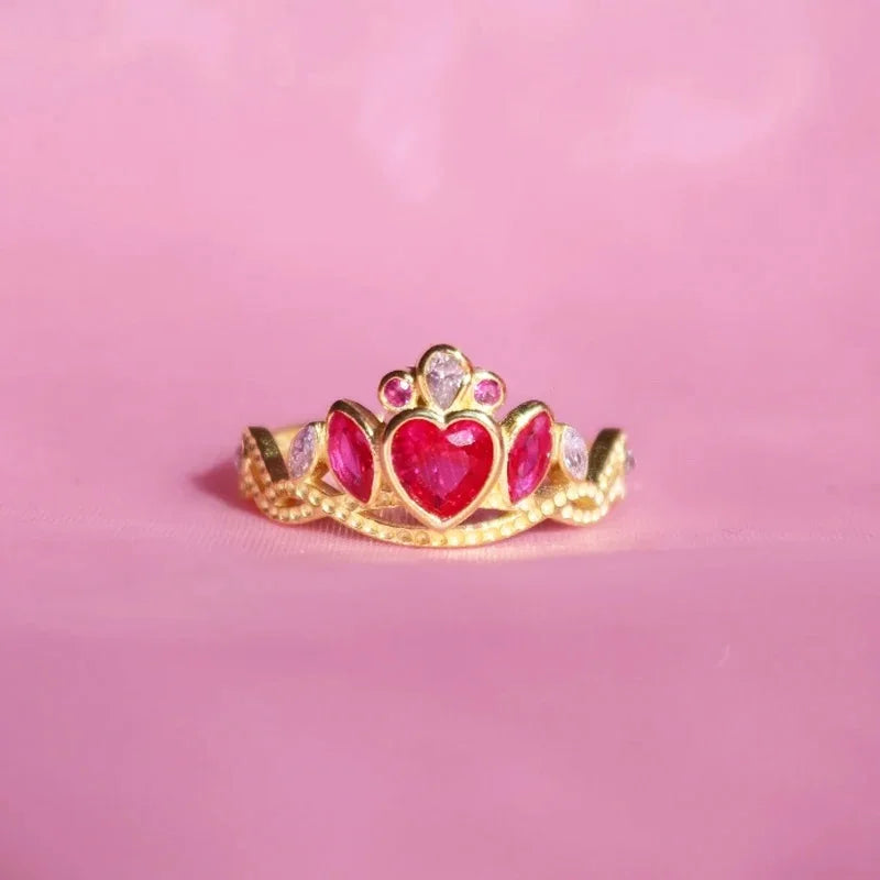 Rapunzel Crown Rings,School Blair Crown Ring,Princess Charm Jewelry,Woman Girl Wedding Party Accessories,Adjustable Rings Gifts