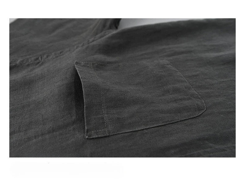 2025 Summer New Breathable Thin 100% Linen Short Sleeve Shirt for Men Casual Turn-down Collar Classic Shirt DC927