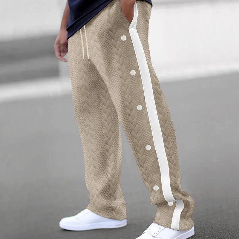 Jacquard Single-Breasted Side Stripe Sweatpants