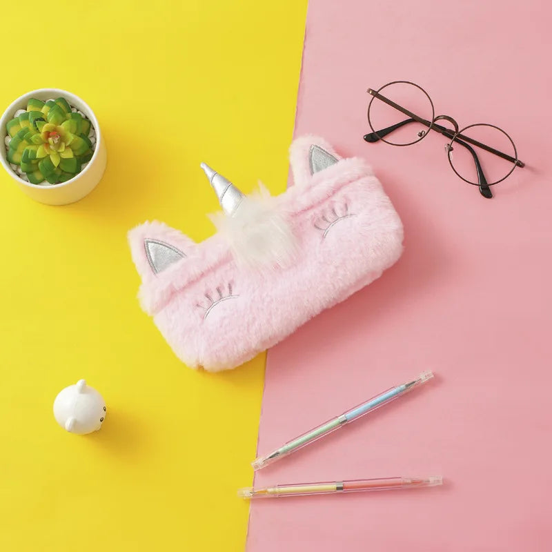 Plush Unicorn Cute Pencil Case Licorne Kawaii Girls Estuche Para Lpices for Trousse Astuccio Canvas Scolaire School Cartuchera