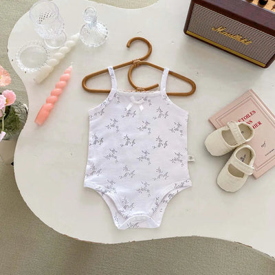 0-2 Years Old Baby Girls Jumpsuit Summer Thin Infant Romper Cotton Floral Prints Baby Sling Clothes