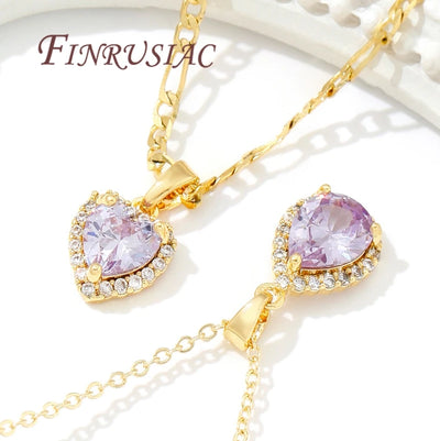 18K Real Gold Plated Purple Zircon Crystal Pendants For Necklace,Fancy Charms For Jewelry Making Supplies DIY Accessories