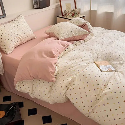Green Floral Bedding Set Twin Full Queen Size Duvet Cover for Girls Flat Sheet Pillowcase Washed Cotton Home Linens