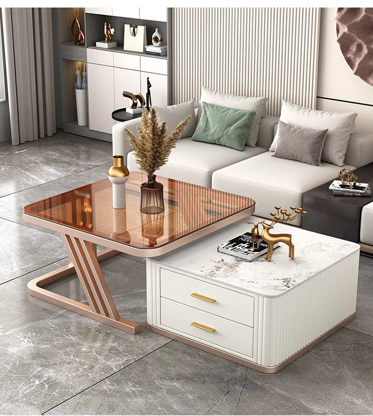 Nordic Aesthetic Coffee Table Living Room Light Luxury Designer Clear Unique Side Table Modern Simple Mesas Bajas Furniture