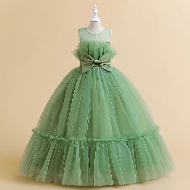 Formal A-line Party Dress For Girls Children Costume Sleeveless Princess Dresses Girl Dress Elegant Lace Wedding Gown