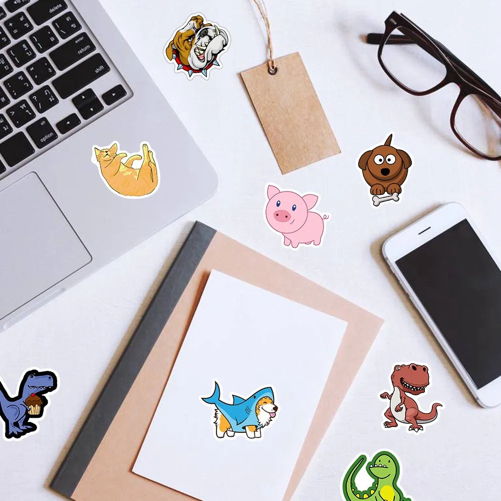 100/300PCS Mix Cute Cartoon Animals Graffiti Stickers DIY Phone Guitar Laptop Notebook Suitcase Cup Waterproof Sticker Kids Toy