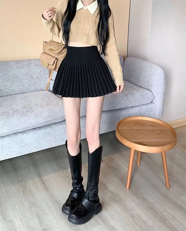 Women's High Waist Pleated Mini Skirt Summer A-Line White Anti Slip Design Skirt for Petite Figure Flattering Y2k Kawaii Skirts
