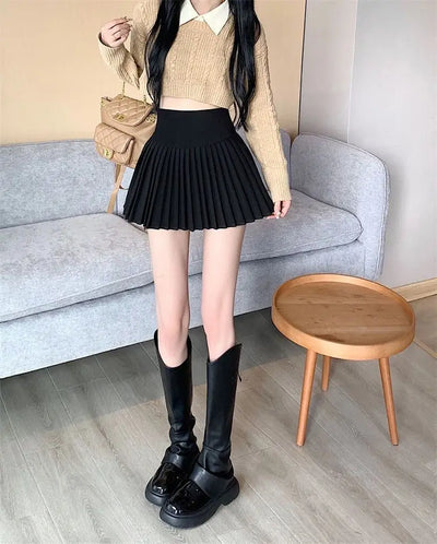 Women's High Waist Pleated Mini Skirt Summer A-Line White Anti Slip Design Skirt for Petite Figure Flattering Y2k Kawaii Skirts