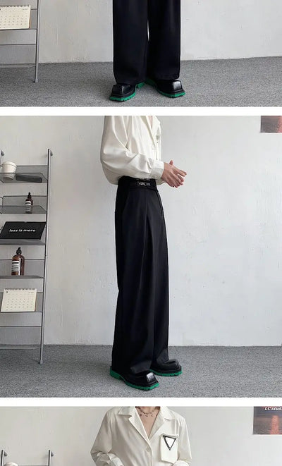 Black Suit Pants Men Oversized Fashion Social Mens Dress Pants Korean Loose Straight Wide Leg Pants Mens Office Formal Trousers