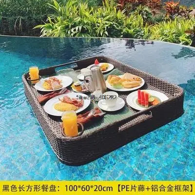 Bali Rattan Tray Swimming Pool Floating Rattan Tray Breakfast Afternoon Tea Dinner Plate Hotel Rattan Basket