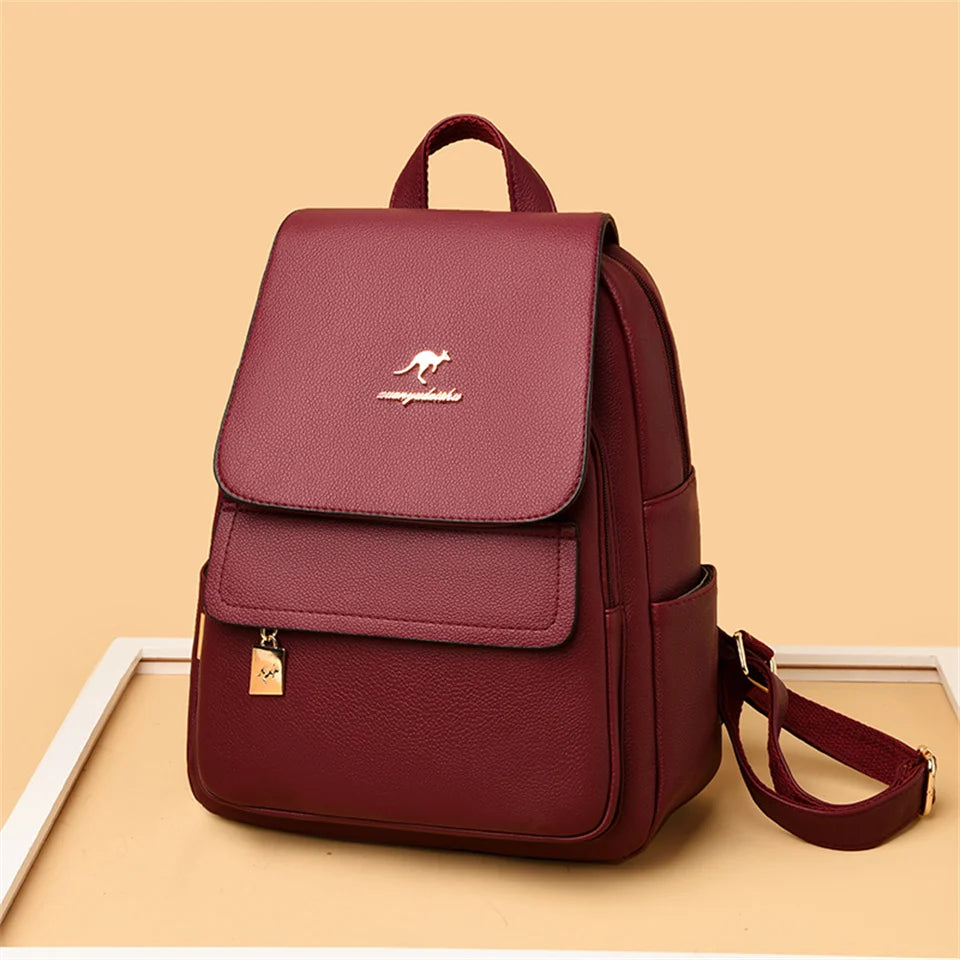 Women High Quality Leather Backpack Large Capacity School Shoulder Bags for Teenage Girls Travel Backpack Designer Sac A Dos