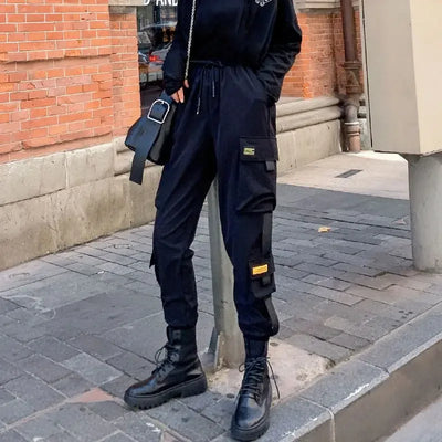 Hip Hop Women's Sweatpants Sports Fashion Cargo Pants Female Korean Harem Pants Black Loose Casual Joggers Plus Size Trousers