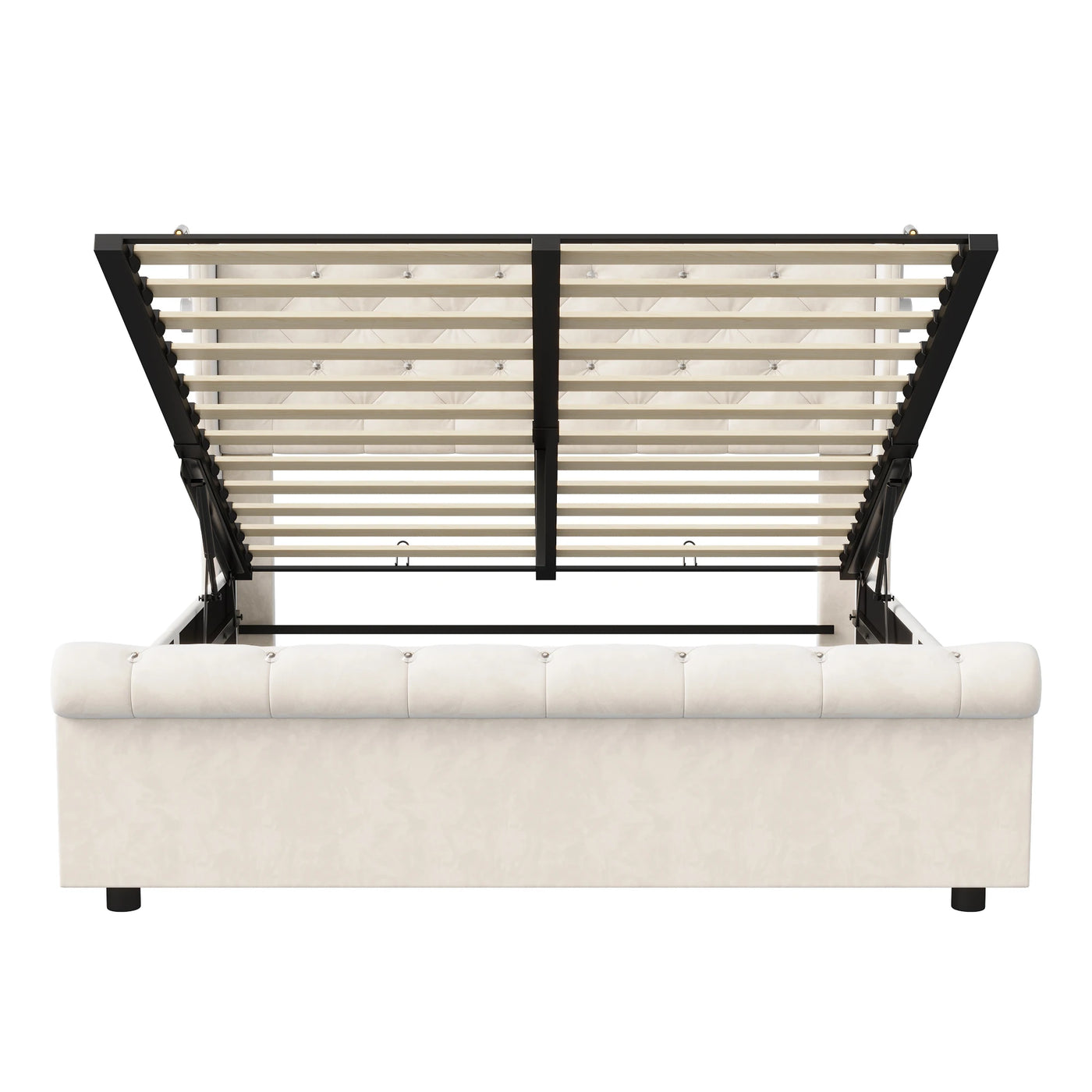 Double bed, 140x190 cm, equipped with LED strip and USB port, with a hydraulic storage chest, velvet fabric