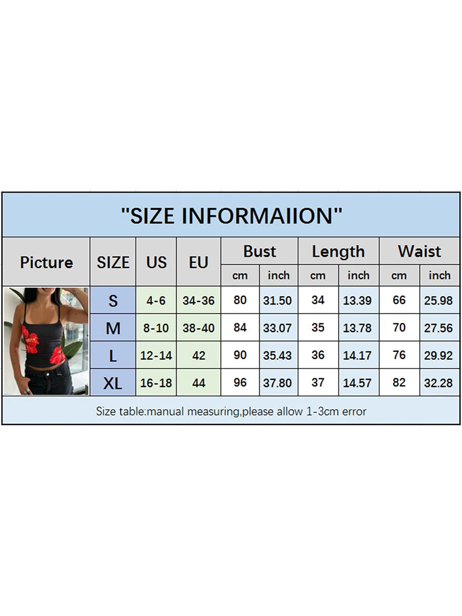 Y2K Aesthetic Women Floral Print Tanks Fairy Grunge Sleeveless Spaghetti Strap Slim Fits Camisole Mini Chic Vest Streetwear ﻿