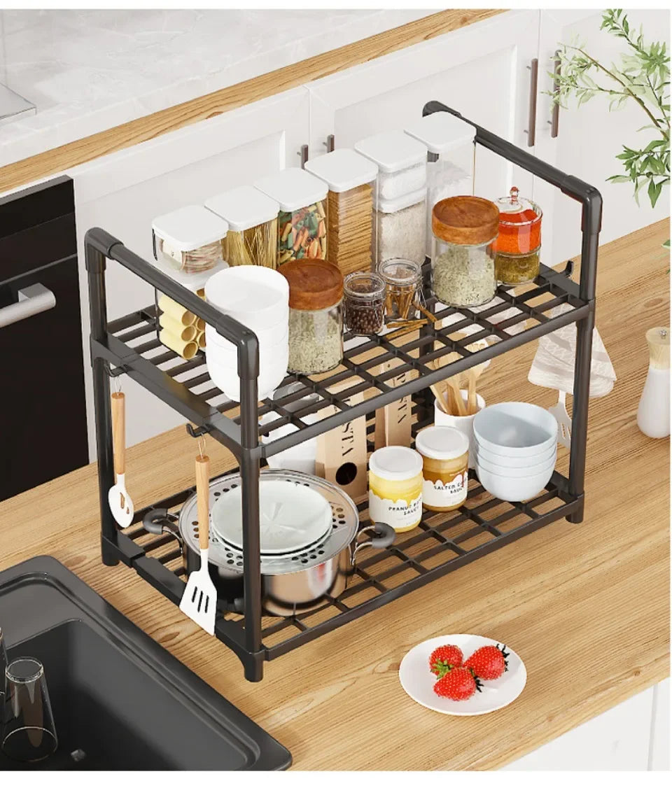 2/3Layer Kitchen Storage Shelf High-capacity Easy To Install Seasoning Rack PP Material Modern Minimalism Kitchen Furniture