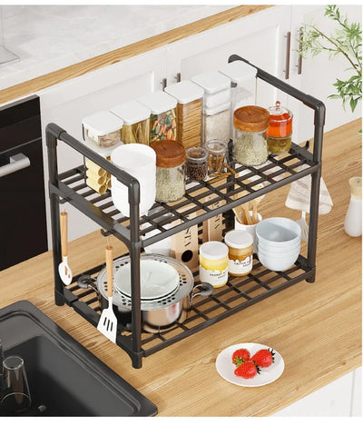 2/3Layer Kitchen Storage Shelf High-capacity Easy To Install Seasoning Rack PP Material Modern Minimalism Kitchen Furniture