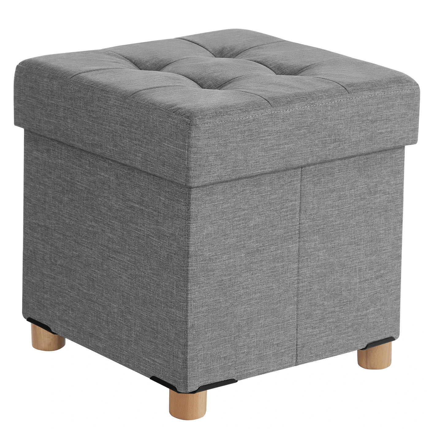 Storage Ottoman, Padded Foldable Bench, Chest with Lid, Solid Wood Feet, Space-Saving, Holds up to 300 kg, for Bedroom