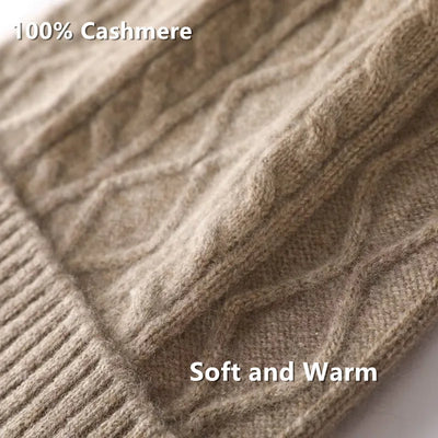 100%Pure Cashmere Women's Winter Hat 2023 Warm Wool Soft Beanie Bonnet y2k Rhombus Luxury Beanies For Lady Knitted Skullies Cap