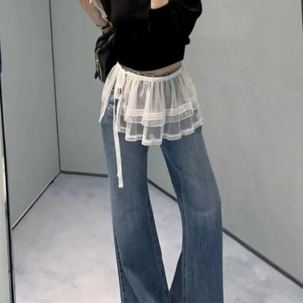 Embroidered Flower Lace Mini Skirt