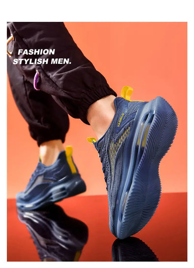 Sneakers Men New Fashionable Thick Soled Anti Slip Shock-absorbing Running Casual Sneakers Summer Mesh Shoes Zapatillas Hombre