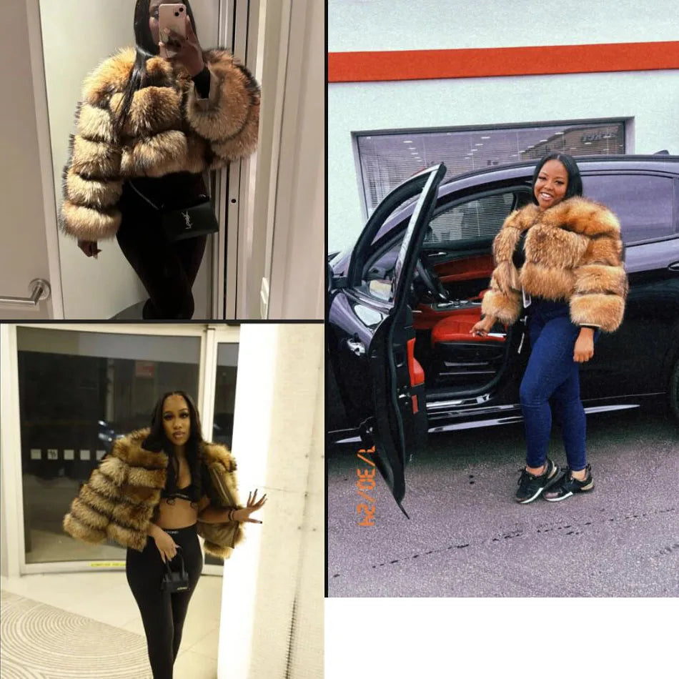 2024 new natural fur premium luxury winter real fur coat