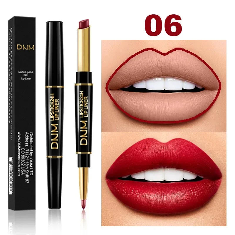 12 Colors 2 In1 Long-lasting Lip Liner Matte Lipsticks Portable Lip Pencil Waterproof Moisturizing Lip Makeup Contour Cosmetics