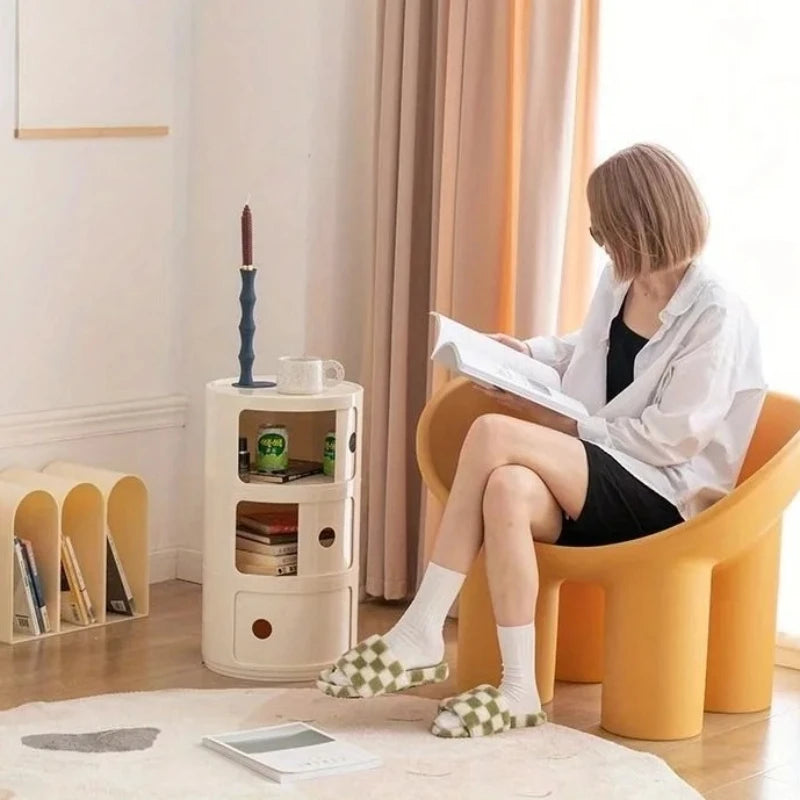 Nordic Bedside Table Portable Creative Round Storage Cabinet Bedroom Multi-Layer Modern Simple Plastic Nightstand Storage Locker