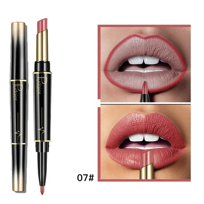 Matte Smooth Lipstick Sexy Soft Matte Red Purple Lipstick Crayon Carving Lip Contours Lip Liner Pencil Double Head Lipsticks