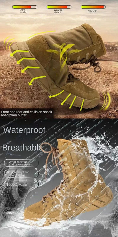 Lightweight Mans Tactical Boots Combat Anti-Collision Training Lace Up Waterproof Outdoor Hiking Breathable Shoe