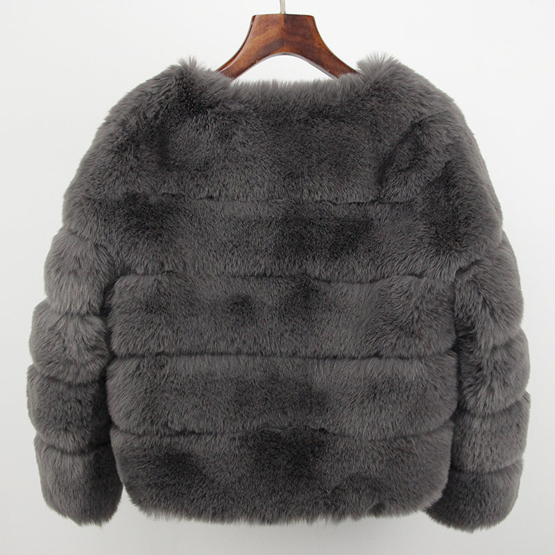 2023 Faux Fur Coat New Luxury Brand Winter Jacket Women Elegant Thick Warm Outerwear Streetwear Fake Fox Rabbit Fur Fashion