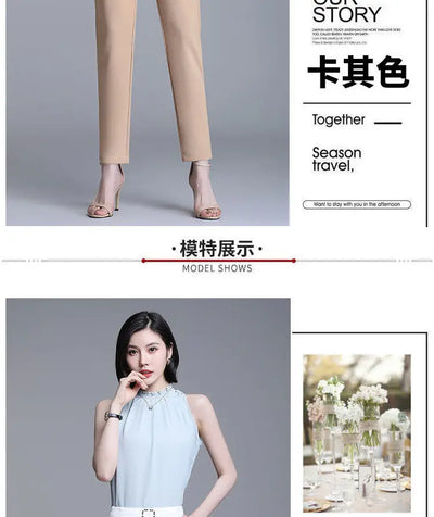 Elegant High Waist Elastic Harem Pants for Women Commuter Casual Capri Pants Fashion Solid Color Pockets Sashes Trousers 4XL