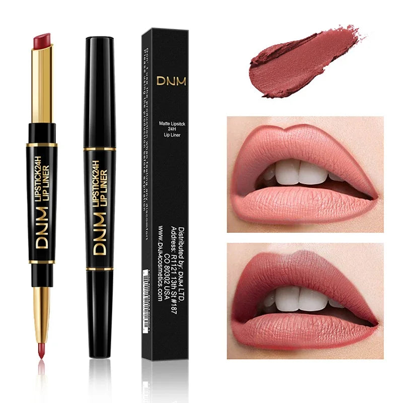 12 Colors 2 In1 Long-lasting Lip Liner Matte Lipsticks Portable Lip Pencil Waterproof Moisturizing Lip Makeup Contour Cosmetics
