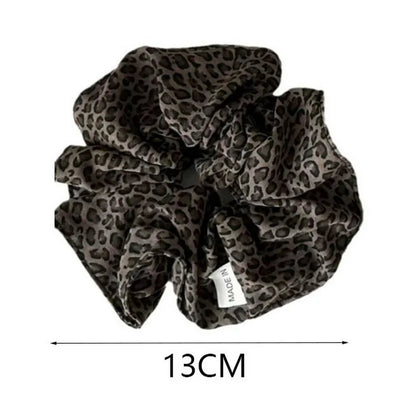 korea fashion Leopard print oversized scrunchie for women elastic big hair tie girls black hair rubber bands Retro hair rope