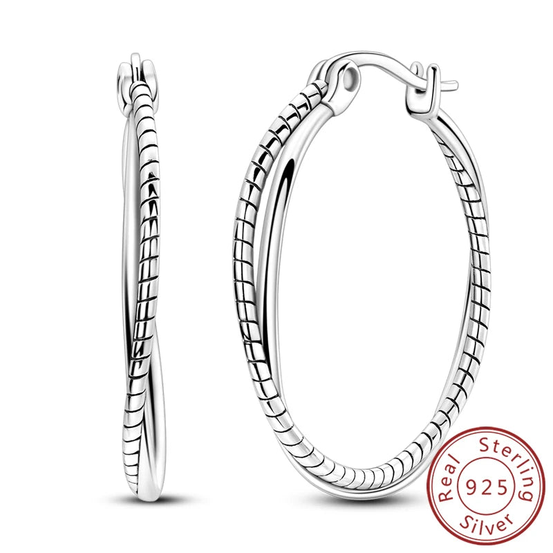 New 925 Sterling Silver Hoop Earrings Heart Bow Gift Box Strawberry Snake Bone Drop Stud Earrings For Women Fashion Jewelry Gift