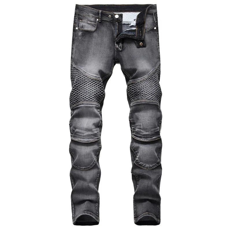Jeans Men Long Pencil Pants Denim Pant High Waist Slim Fit Simple Zipper Splice Casual Regular Autumn Winter Straight Trousers