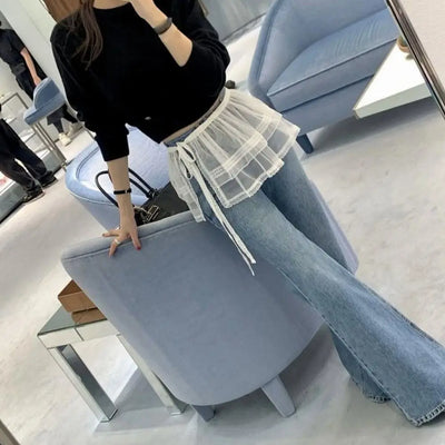 Embroidered Flower Lace Mini Skirt