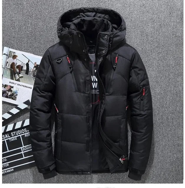 Men's Winter Parkas Hood Thick Warm Waterproof Jackets New Top Male Winter Jacket White Duck Down Parka Casual Goose Feather