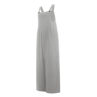Overalls Women Summer Jumpsuit Outfits Plus Size Solid Color Casual Button Wide Leg Suspender Pants Overalls with Pockets