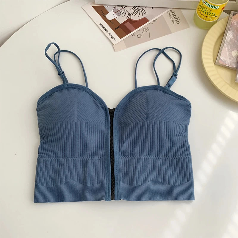 Zipper Front Crop Top