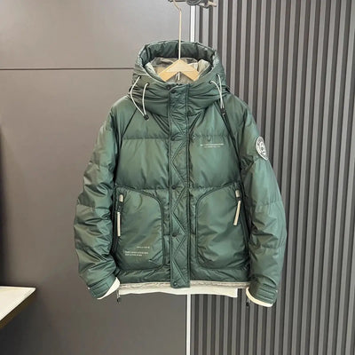 2025 Winter Thick Parkas Handsome Down Jacket Trendy High End Workwear PU Leather Top High Street Outdoor White Duck Down Coat