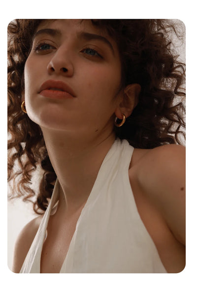 Yhpup  Chic Stainless Steel Geometric Round Hoop Earrings Women Gold Silver Color Charm Trendy Fashion Temperament Jewelry